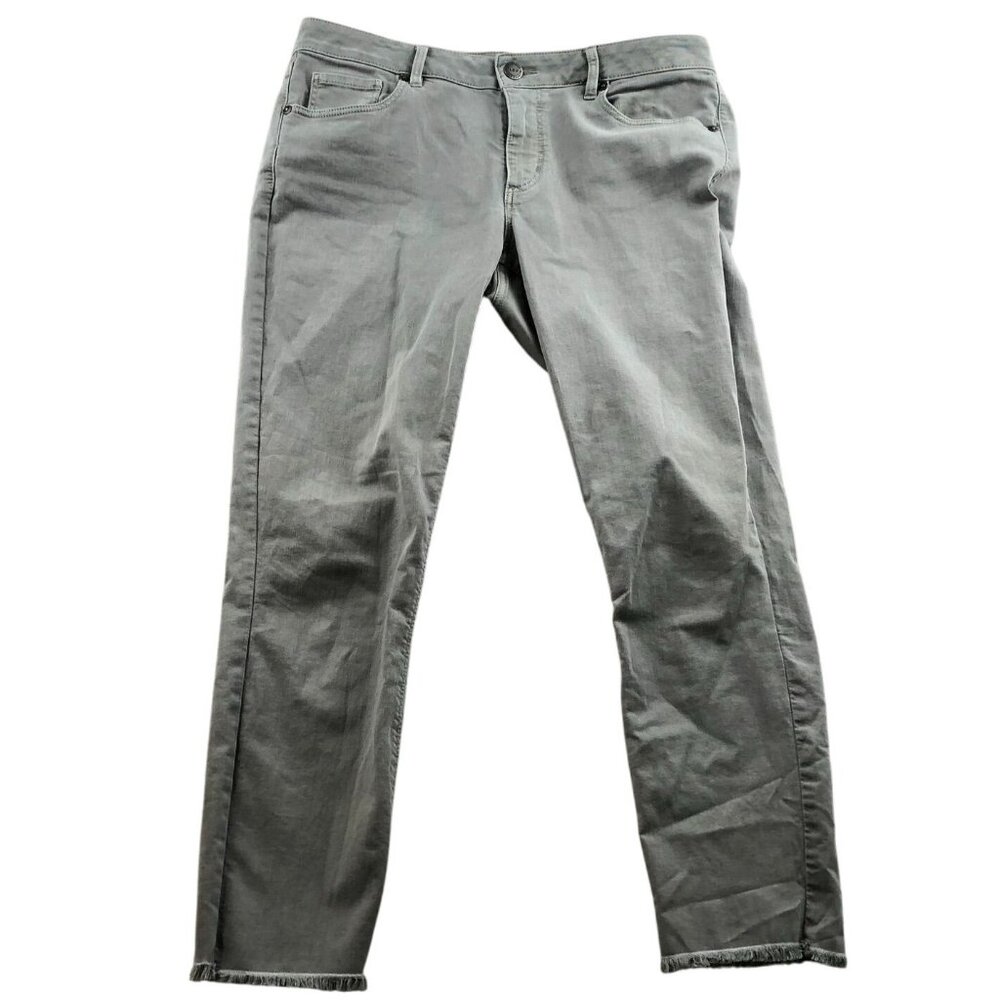 Loft Womens Curvy Skinny Crop Jeans 29/8 Classic Casual Frayed Hem Grey Denim